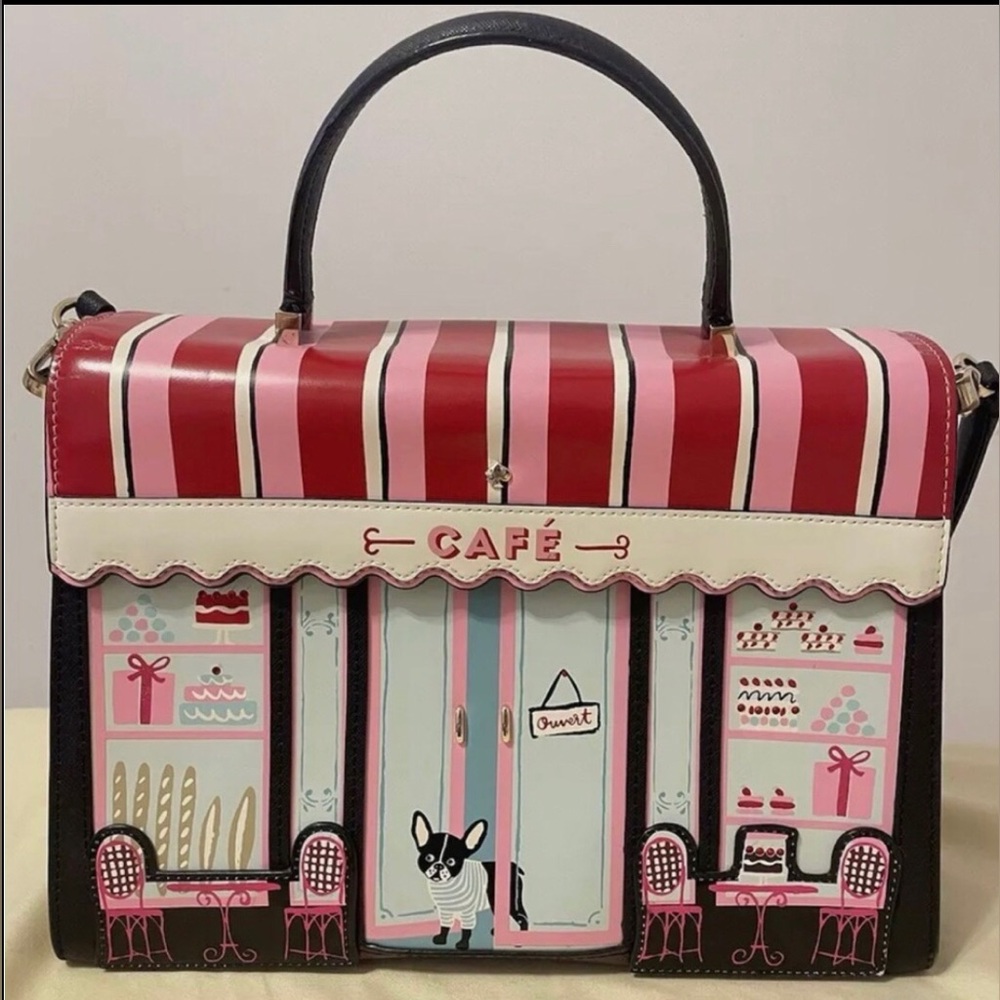 NWT Spade Ma Cherie Cafe Frenchie Dog Novelty Bag - Picture 4 of 14